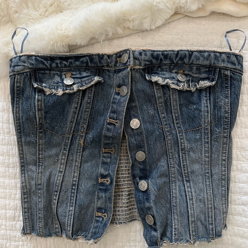 ZARA Jean strapless top size small